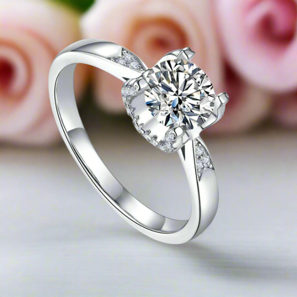 1.0 ct Diamond Ring within Elegant Prongs-Black Diamonds New York