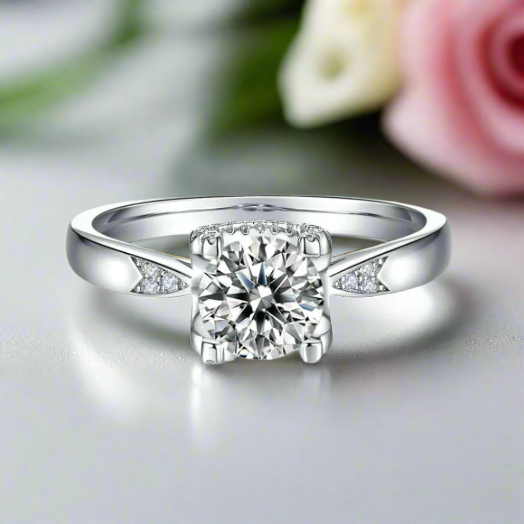 1.0 ct Diamond Ring within Elegant Prongs-Black Diamonds New York