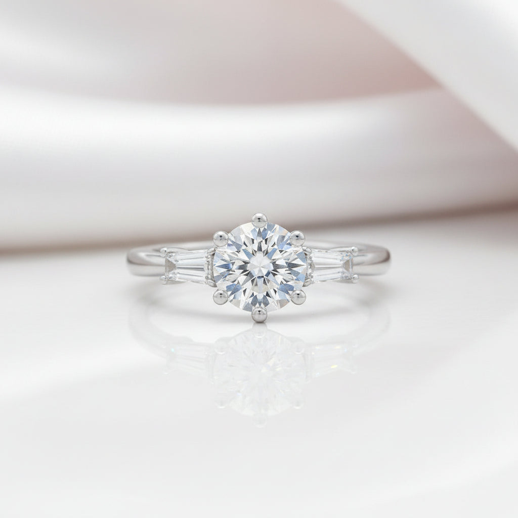1.0 ct Round Cut Diamond Option Three Stone Engagement Ring-Black Diamonds New York
