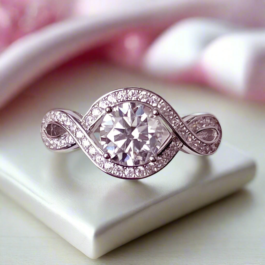 1.0ct Round Cut Diamond Infinity Engagement Ring-Black Diamonds New York