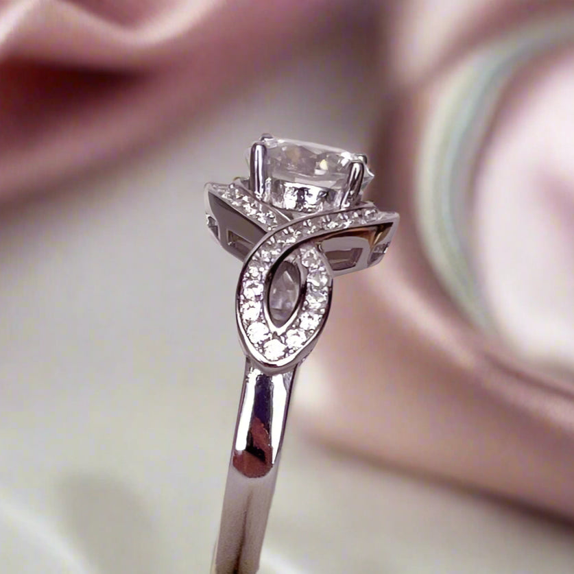 1.0ct Round Cut Diamond Infinity Engagement Ring-Black Diamonds New York