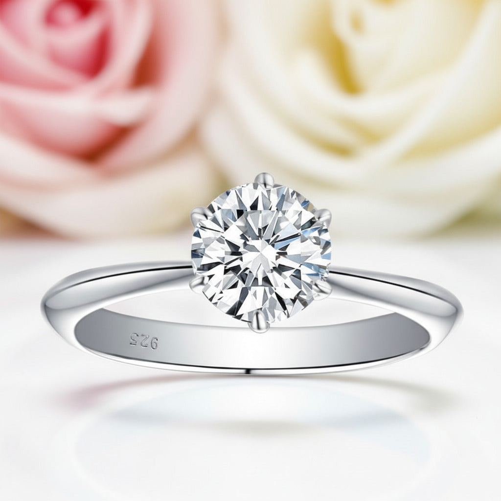 1.0ct Round Cut Diamond Solitaire Engagement Ring-Black Diamonds New York