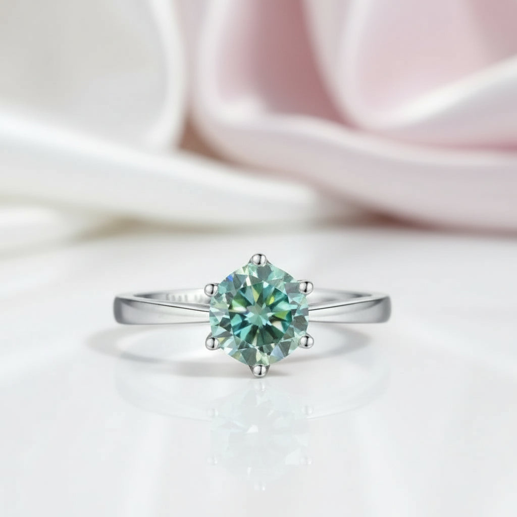 1.0ct Round Diamond Option 6-Prong Solitaire Engagement Ring-Black Diamonds New York
