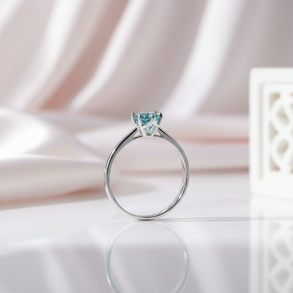 1.0ct Round Diamond 6-Prong Solitaire Engagement Ring-Black Diamonds New York