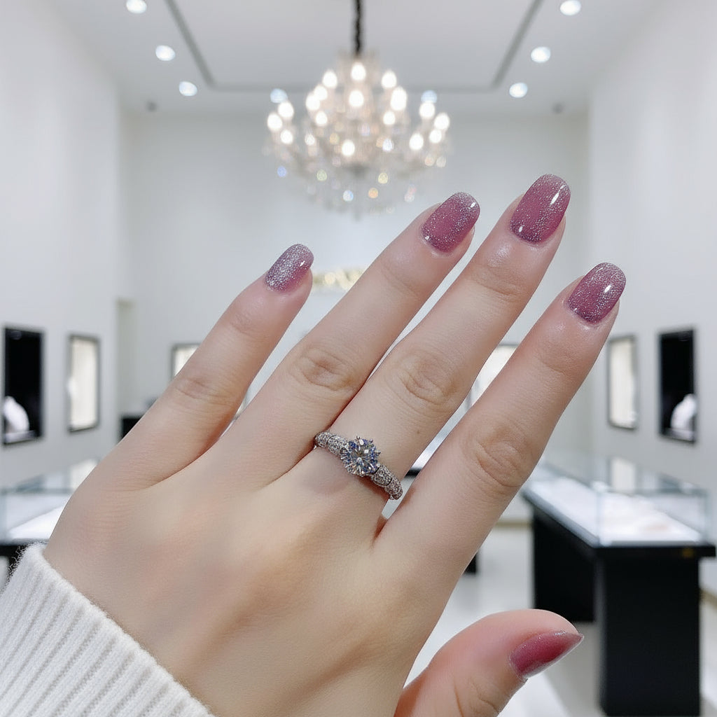 1.0ct Round Diamond Retro Engagement Ring-Black Diamonds New York