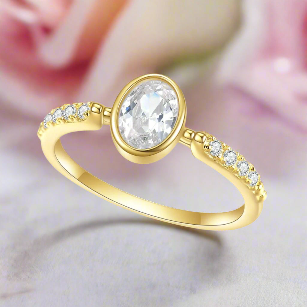 1.12 Ct Oval Cut Diamond Bezel Setting Engagement Ring-Black Diamonds New York