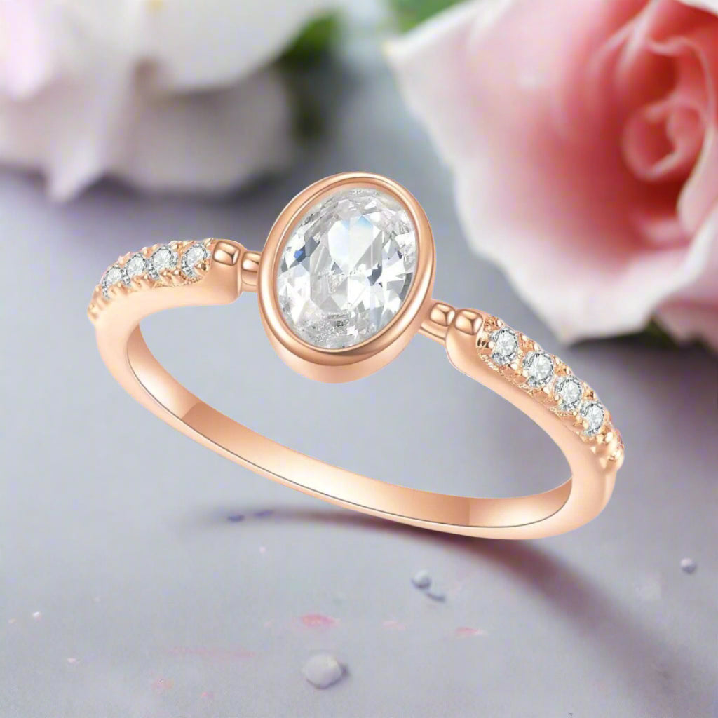 1.12 Ct Oval Cut Diamond Bezel Setting Engagement Ring-Black Diamonds New York