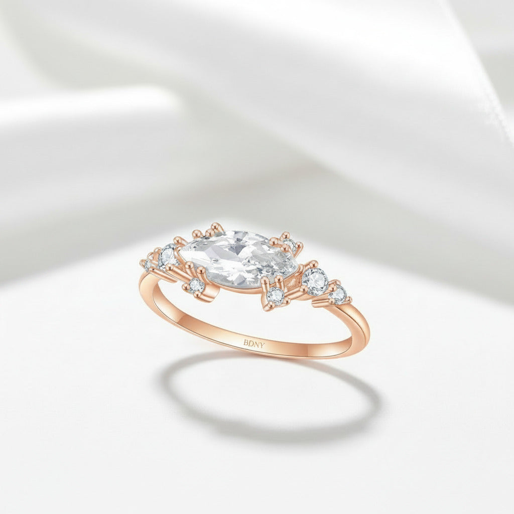 1.25 Ct Pave Marquise Cut Diamond Option Engagement Ring-Black Diamonds New York