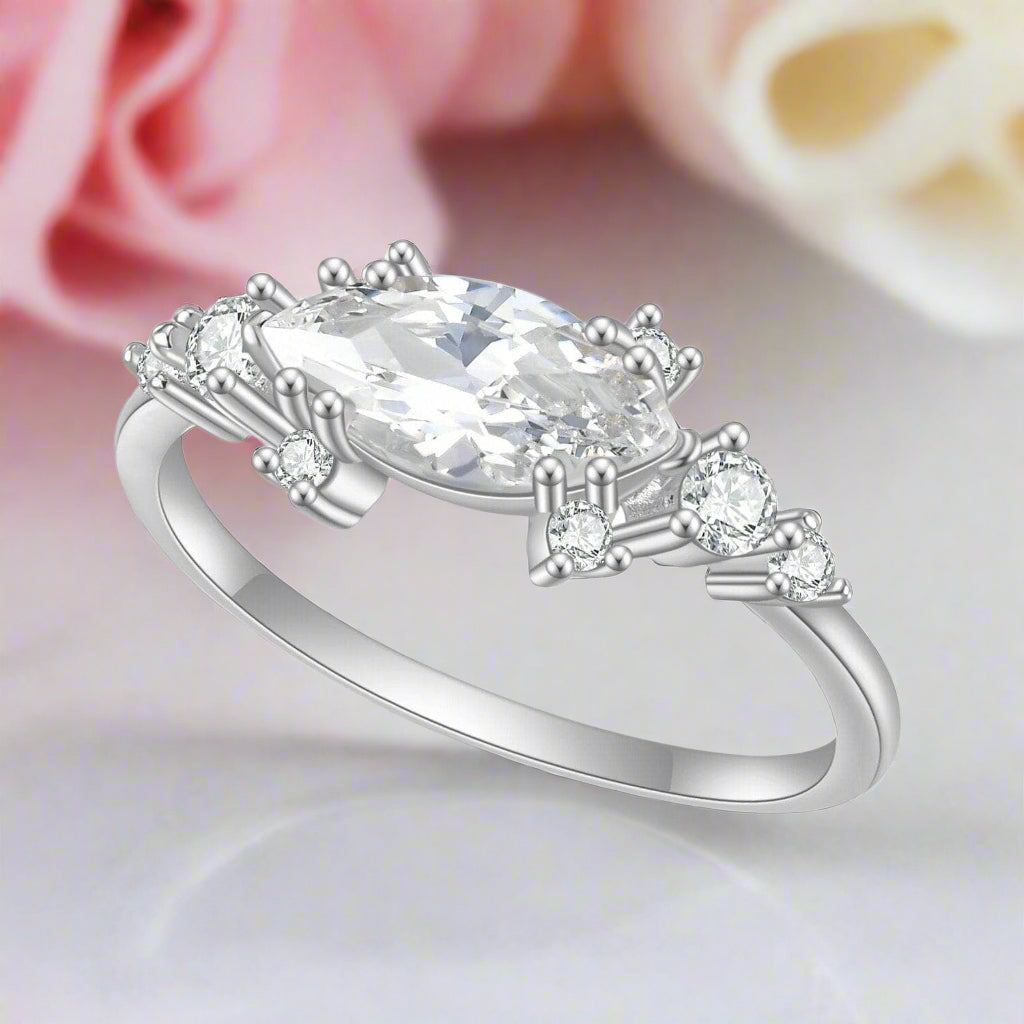 1.25 Ct Pave Marquise Cut Diamond Engagement Ring-Black Diamonds New York