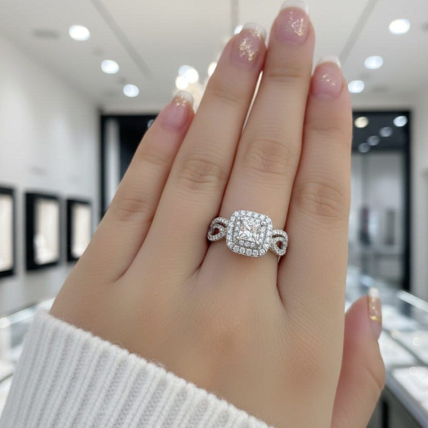1.3 Ct Princess Cut Diamond Option Engagement Ring-Black Diamonds New York