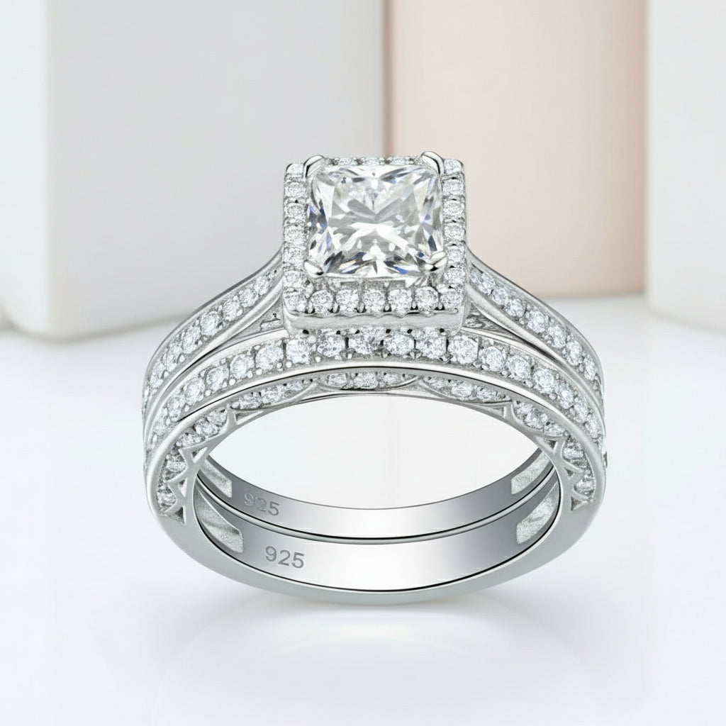 1.5 Ct Princess Cut Diamond Bridal Set-Black Diamonds New York