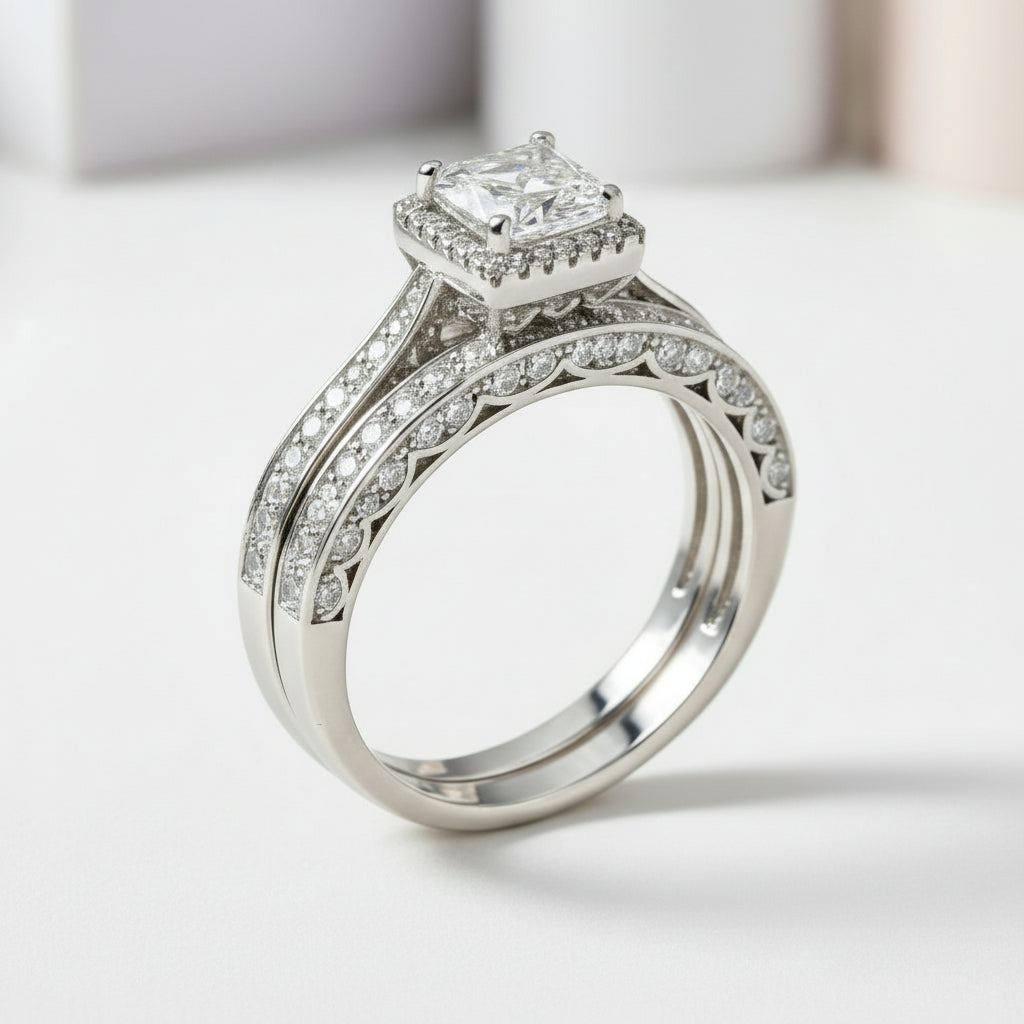 1.5 Ct Princess Cut Diamond Bridal Set-Black Diamonds New York