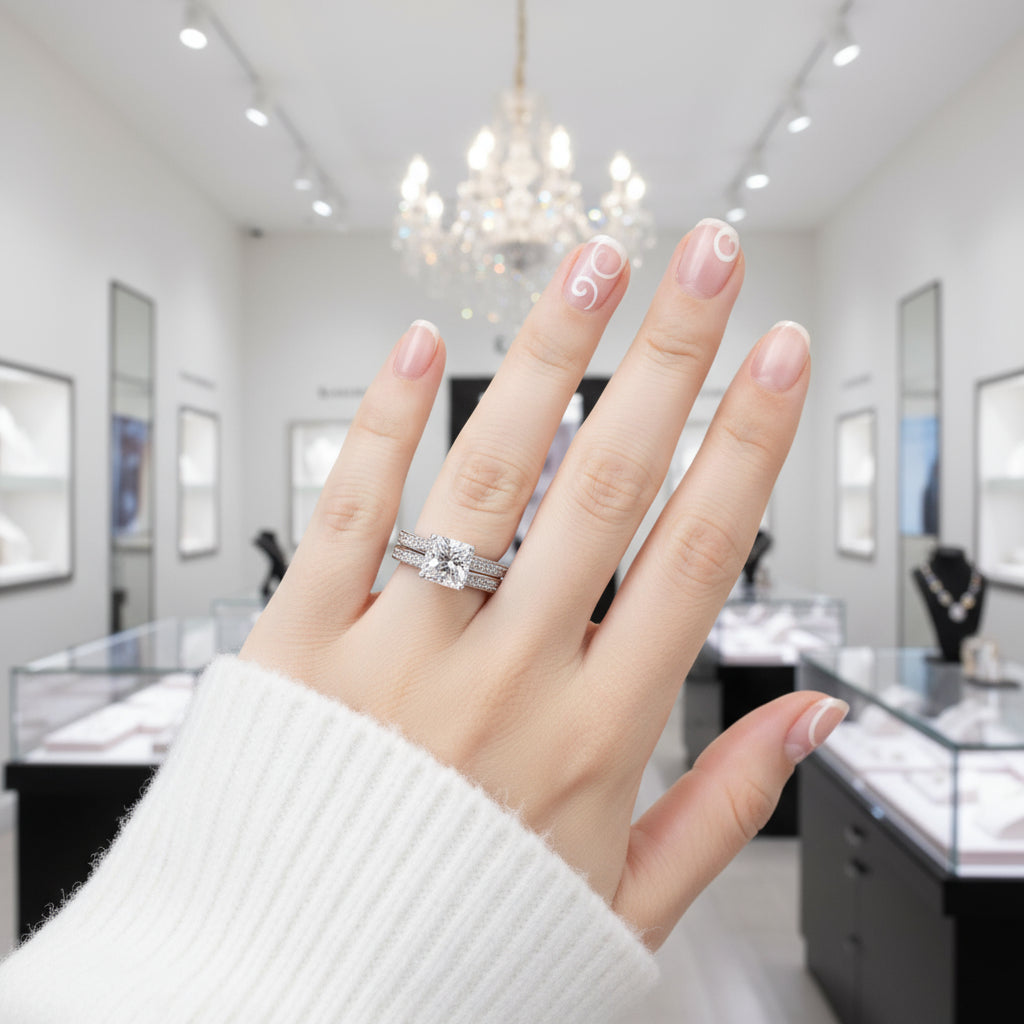 1.5 Ct Princess Cut Diamond Bridal Set-Black Diamonds New York