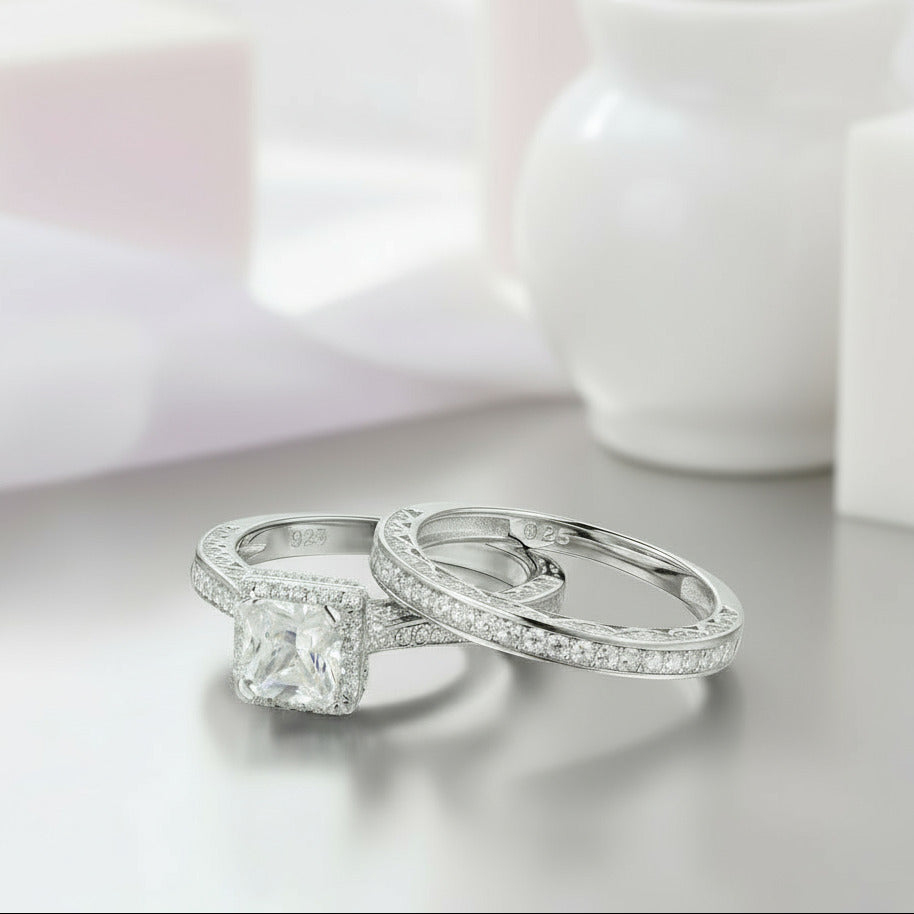 1.5 Ct Princess Cut Diamond Bridal Set-Black Diamonds New York