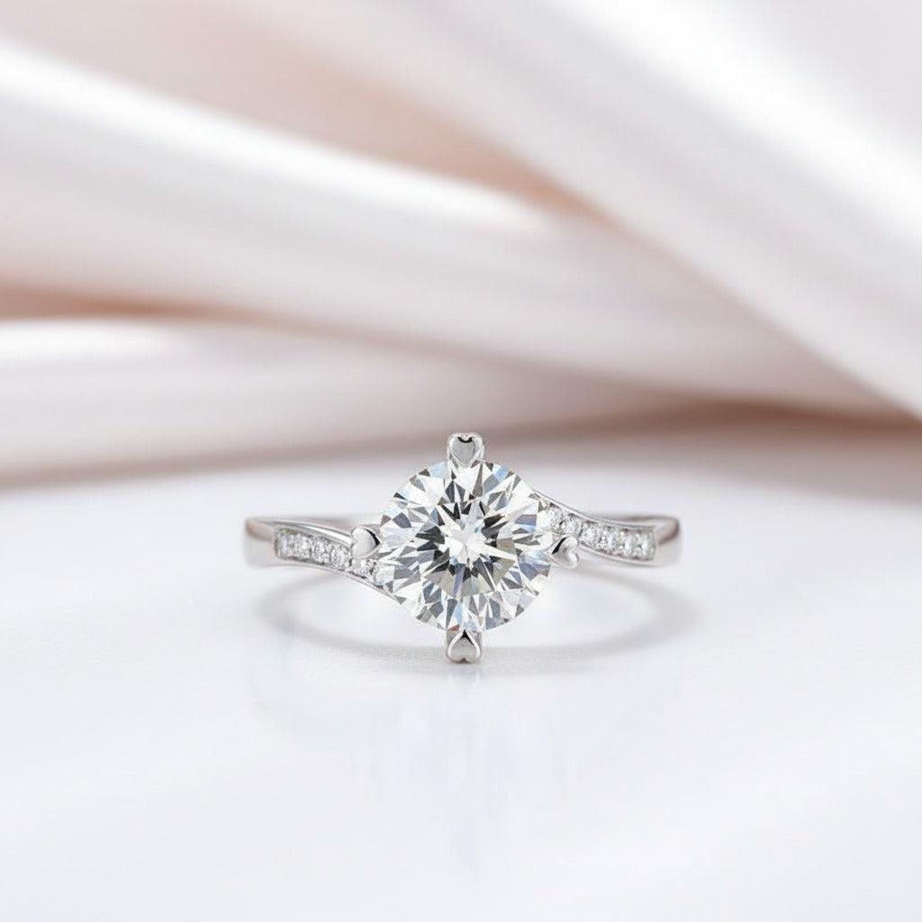 1.5ct Diamond Option Heart Shape Prong Ring-Black Diamonds New York