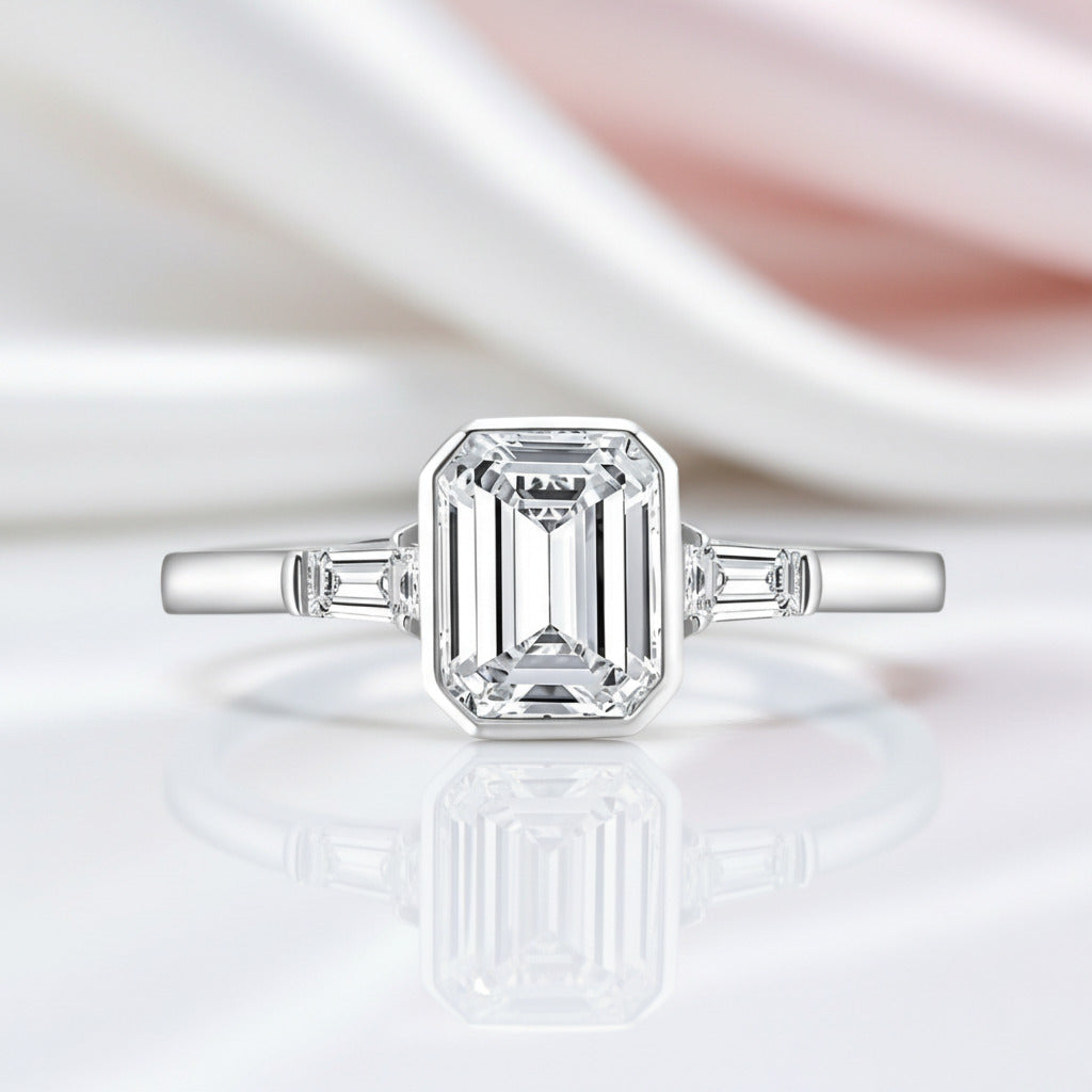 1.5ct Emerald Cut Diamond Engagement Ring-Black Diamonds New York