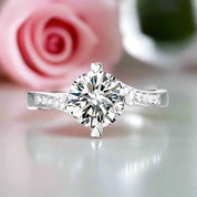 1.5ct Round Cut Diamond Heart Shape Prong Ring-Black Diamonds New York