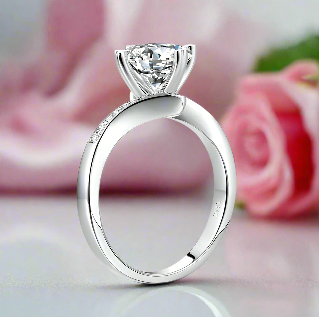 1.5ct Round Cut Diamond Heart Shape Prong Ring-Black Diamonds New York