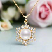 Freshwater Pearl Snowflake Necklace-Black Diamonds New York