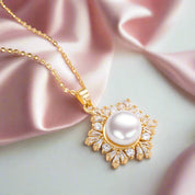 Freshwater Pearl Snowflake Necklace-Black Diamonds New York