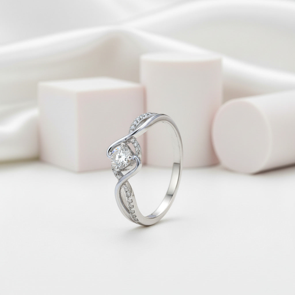 1.0 Carat Round Cut Diamond Twist Promise Ring-Black Diamonds New York