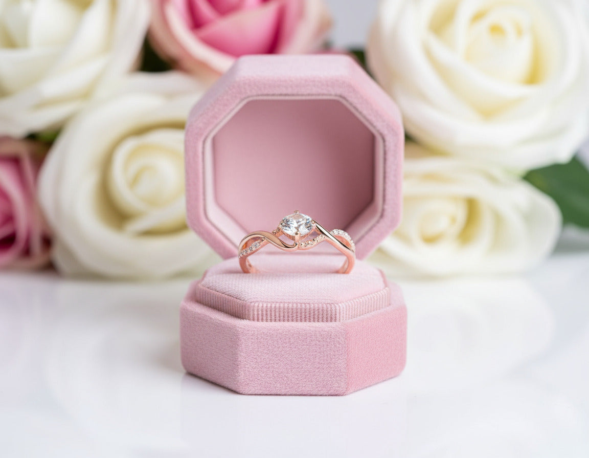 1.0 Carat Round Cut Diamond Twist Promise Ring-Black Diamonds New York