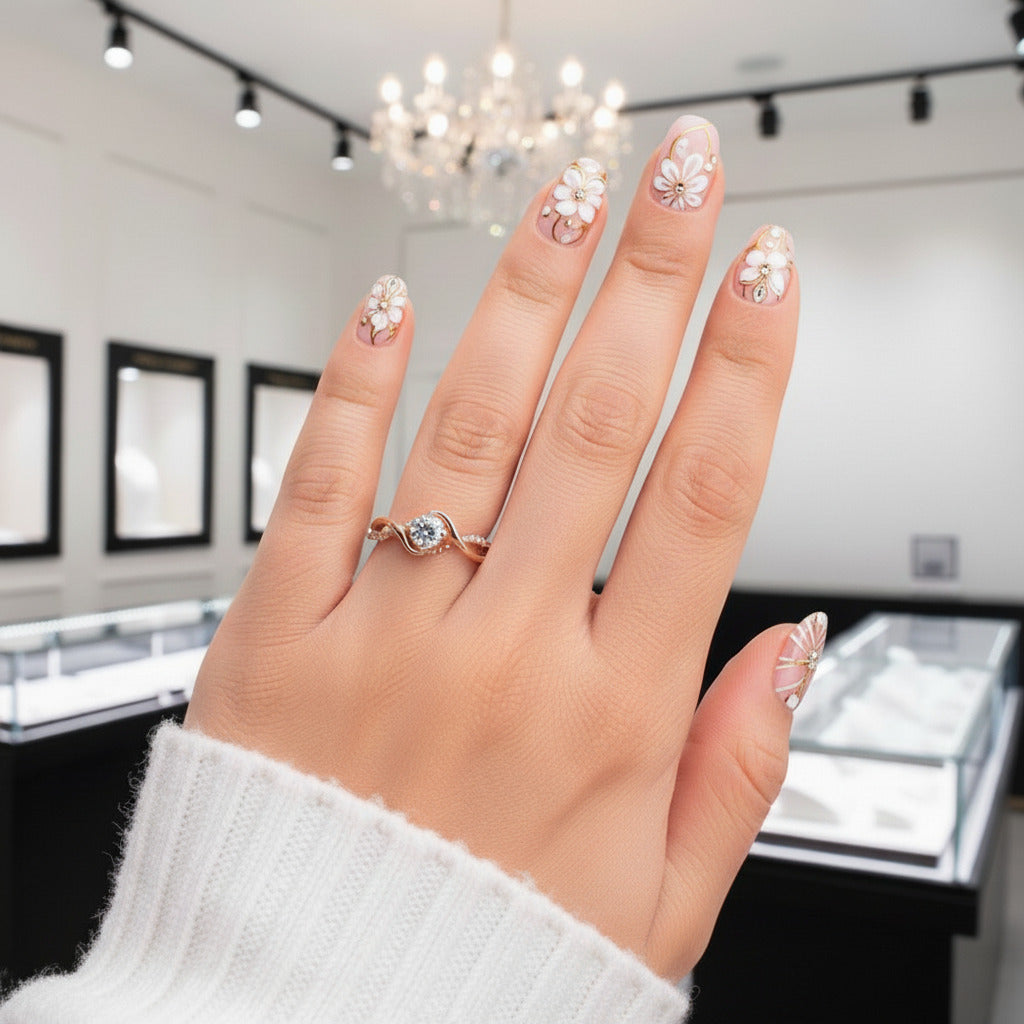 1.0 Carat Round Cut Diamond Twist Promise Ring-Black Diamonds New York