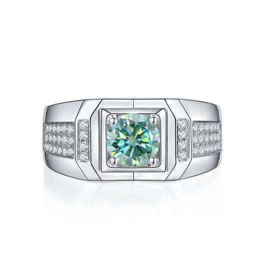 1.0 Ct. 6.5mm Green Diamond Men's Cluster Ring-Black Diamonds New York