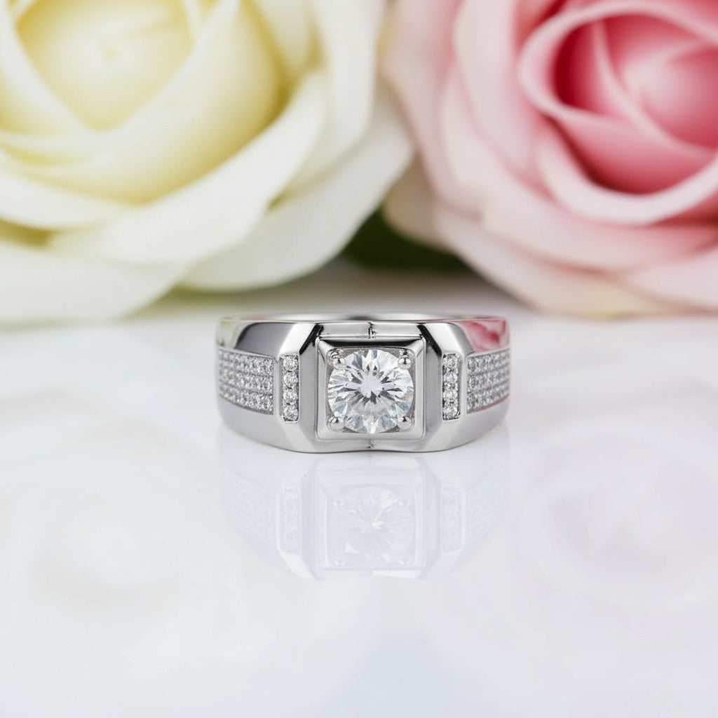 1.0 Ct. 6.5mm Men's Diamond Cluster Ring-Black Diamonds New York