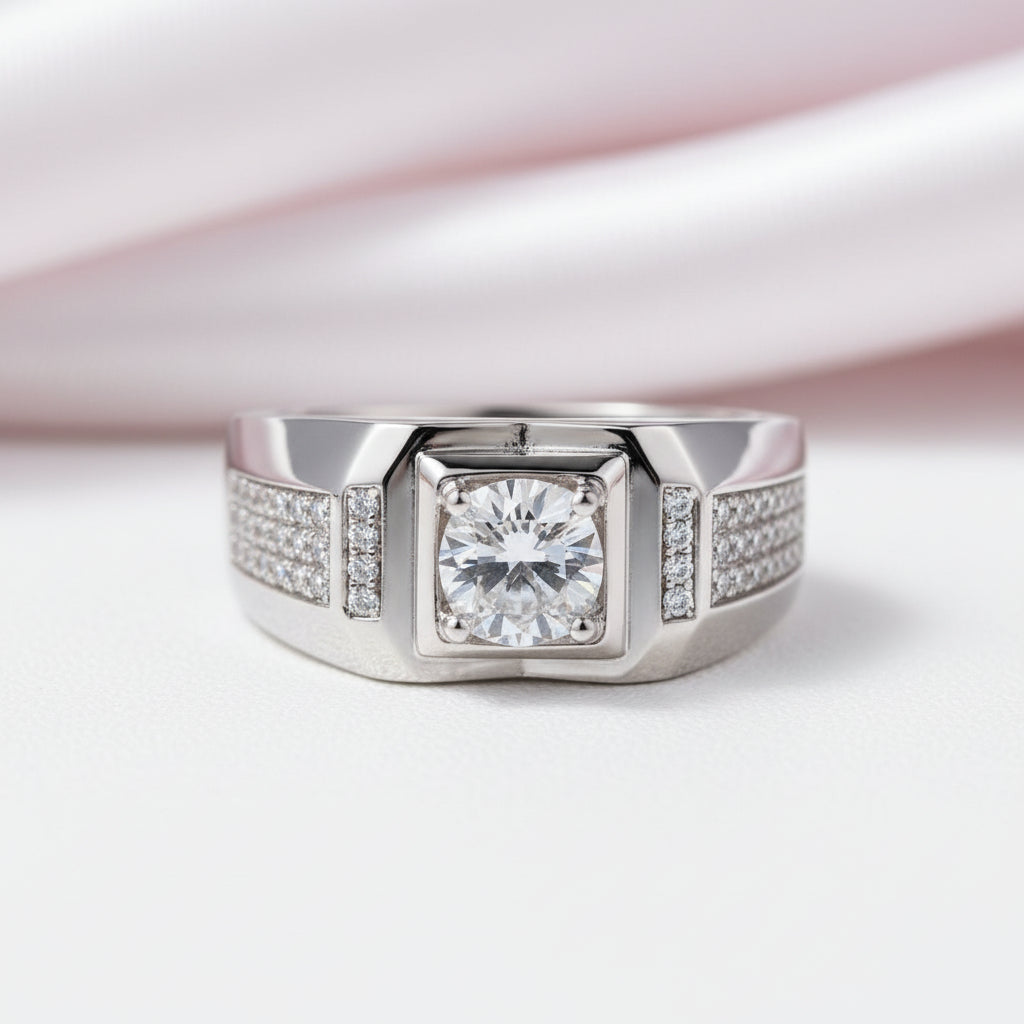1.0 Ct. 6.5mm Men's Diamond Option Cluster Ring-Black Diamonds New York