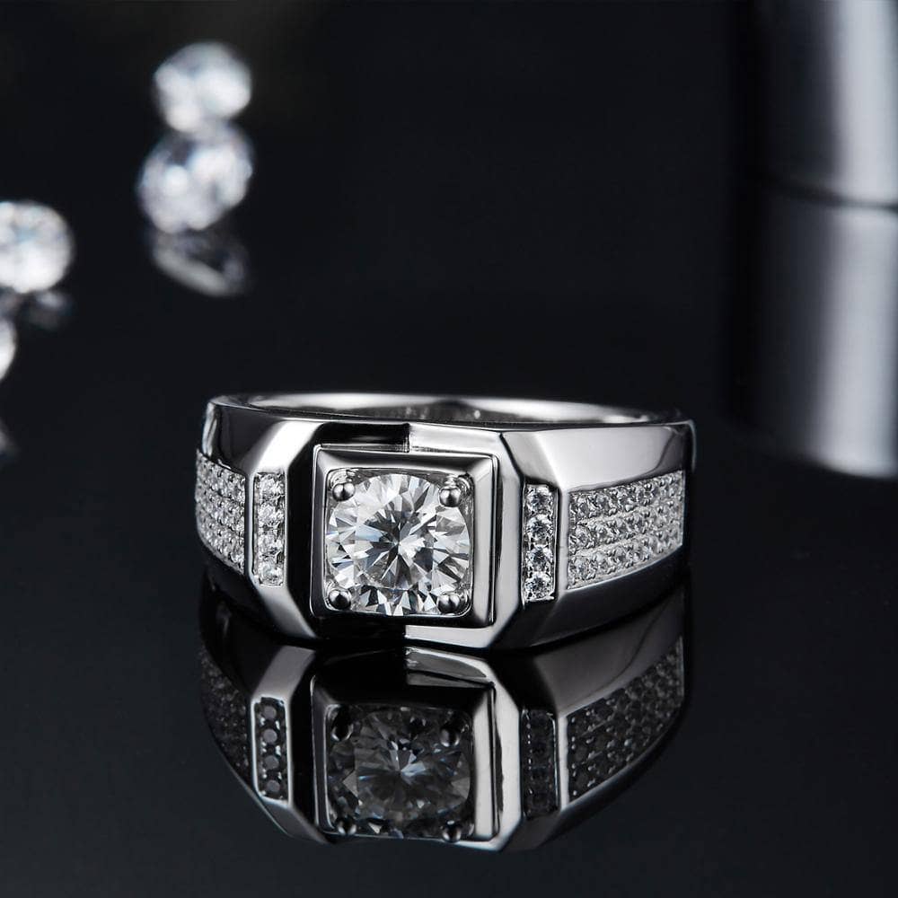 1.0 Ct. 6.5mm Men's Moissanite Diamond Cluster Ring-Black Diamonds New York