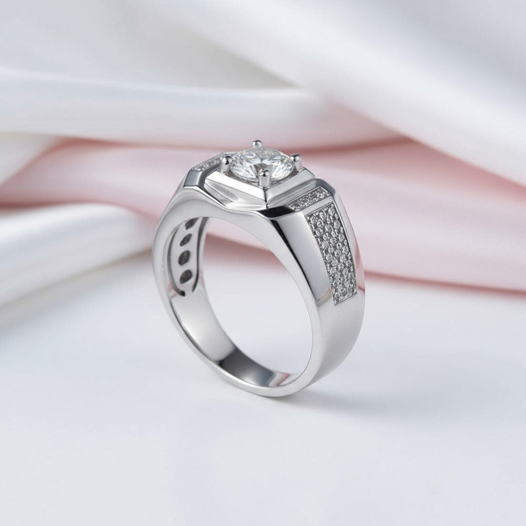 1.0 Ct. 6.5mm Men's Diamond Cluster Ring-Black Diamonds New York