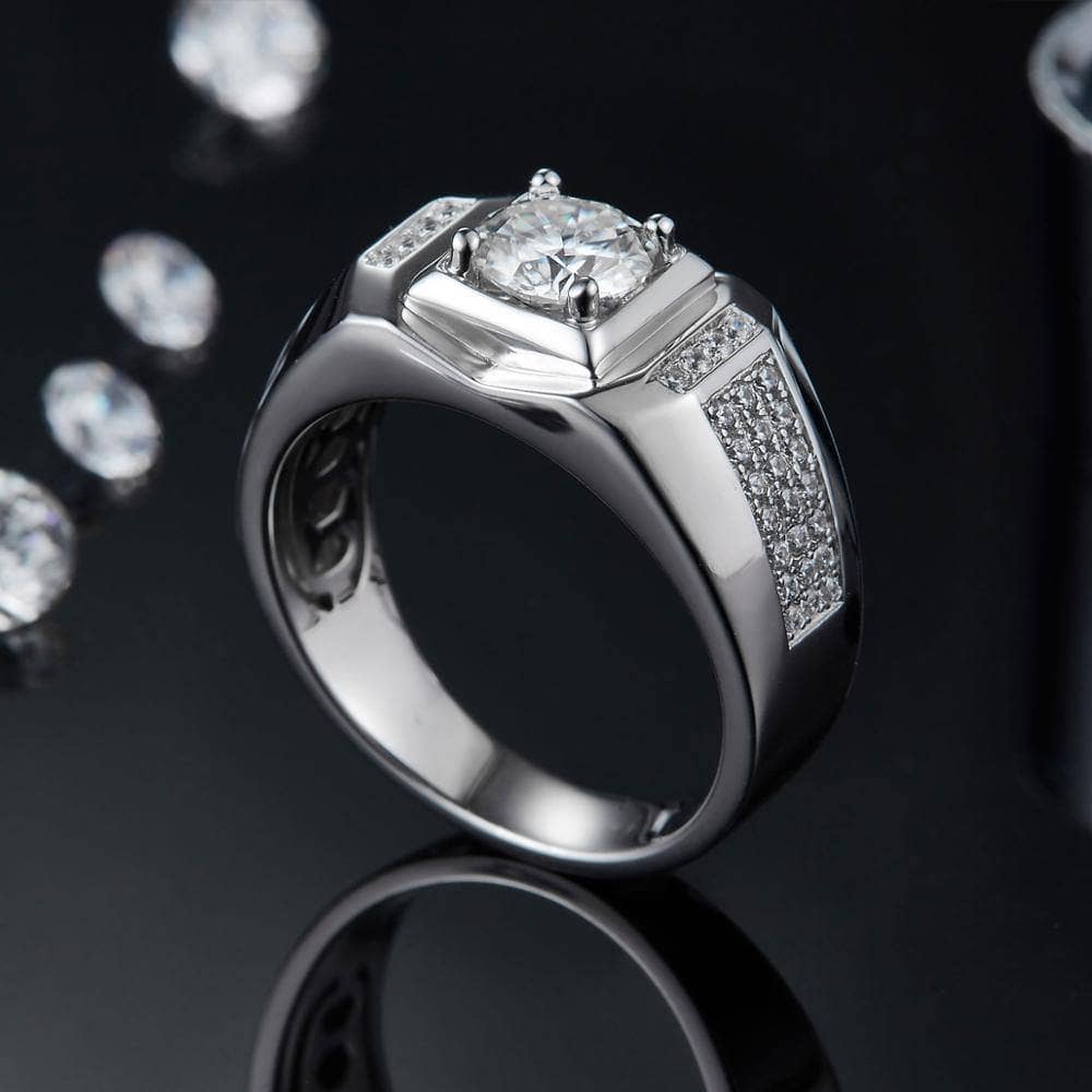 1.0 Ct. 6.5mm Men's Moissanite Diamond Cluster Ring-Black Diamonds New York