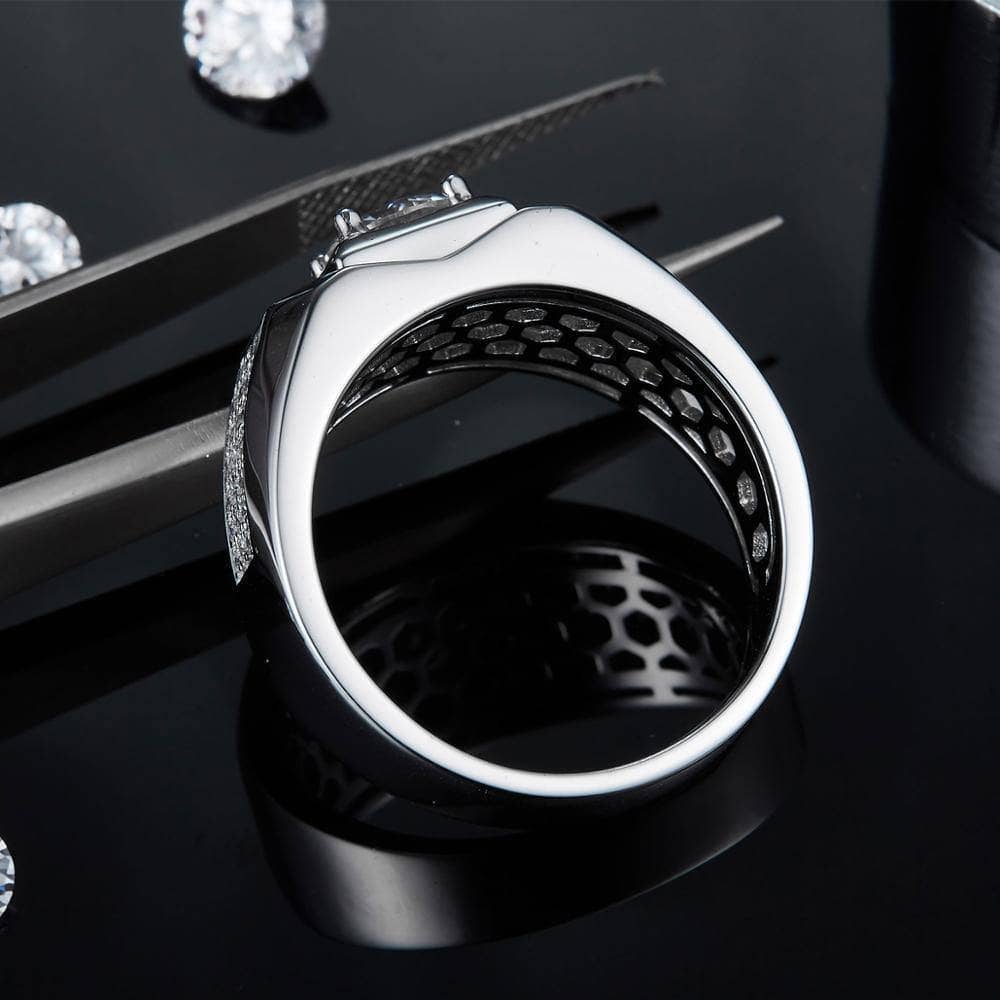 1.0 Ct 6.5mm Moissanite Cluster Men's Rings-Black Diamonds New York