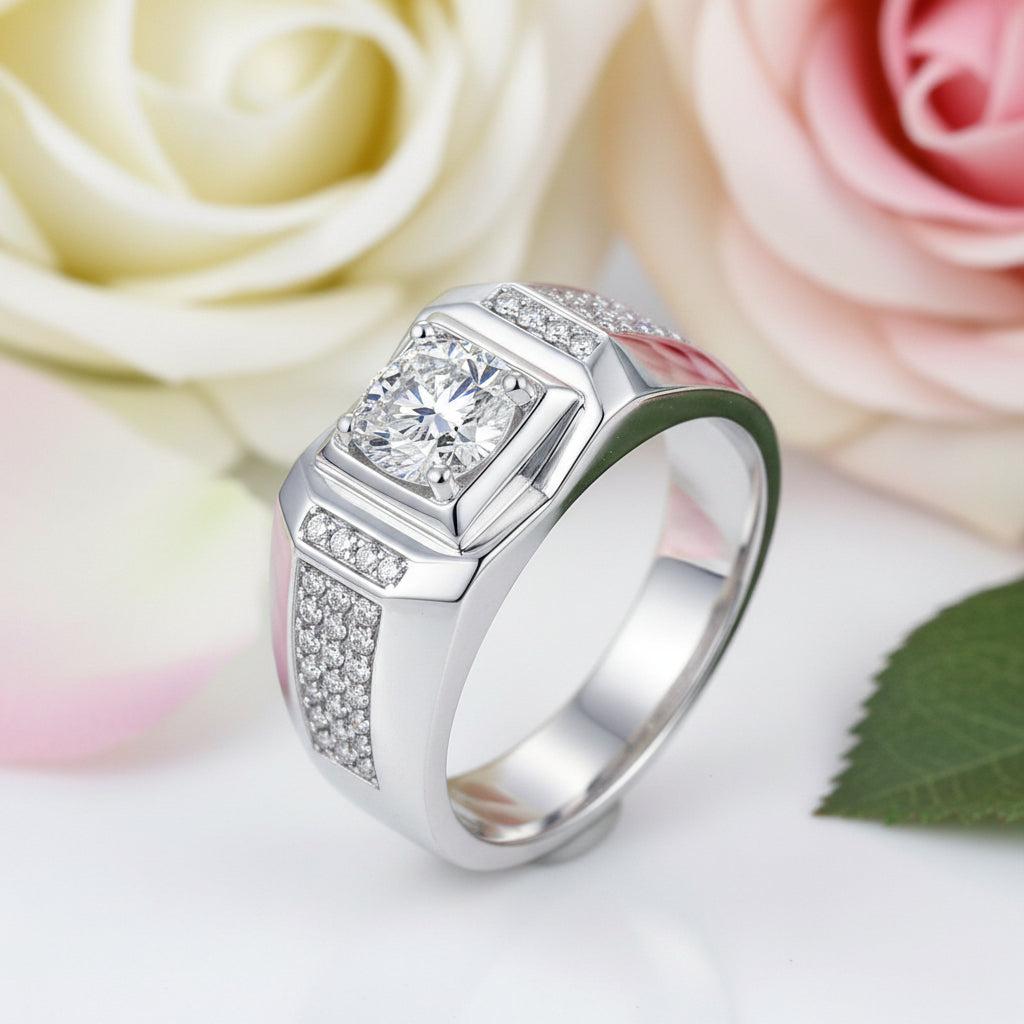 1.0 Ct 6.5mm Diamond Cluster Men's Rings-Black Diamonds New York