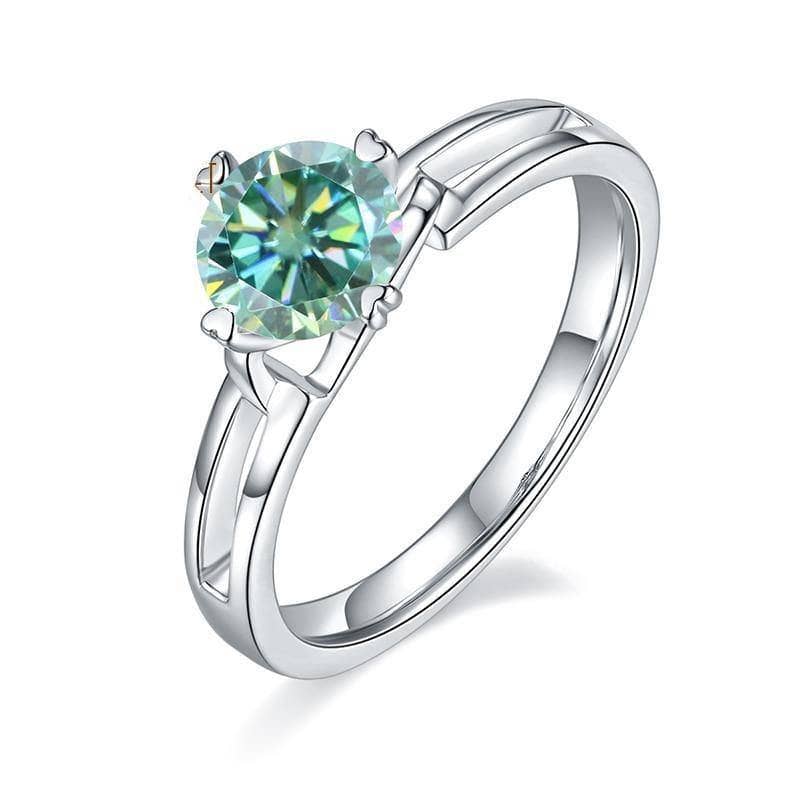 1.0 ct 6.5mm Round Green Moissanite Engagement Ring-Black Diamonds New York