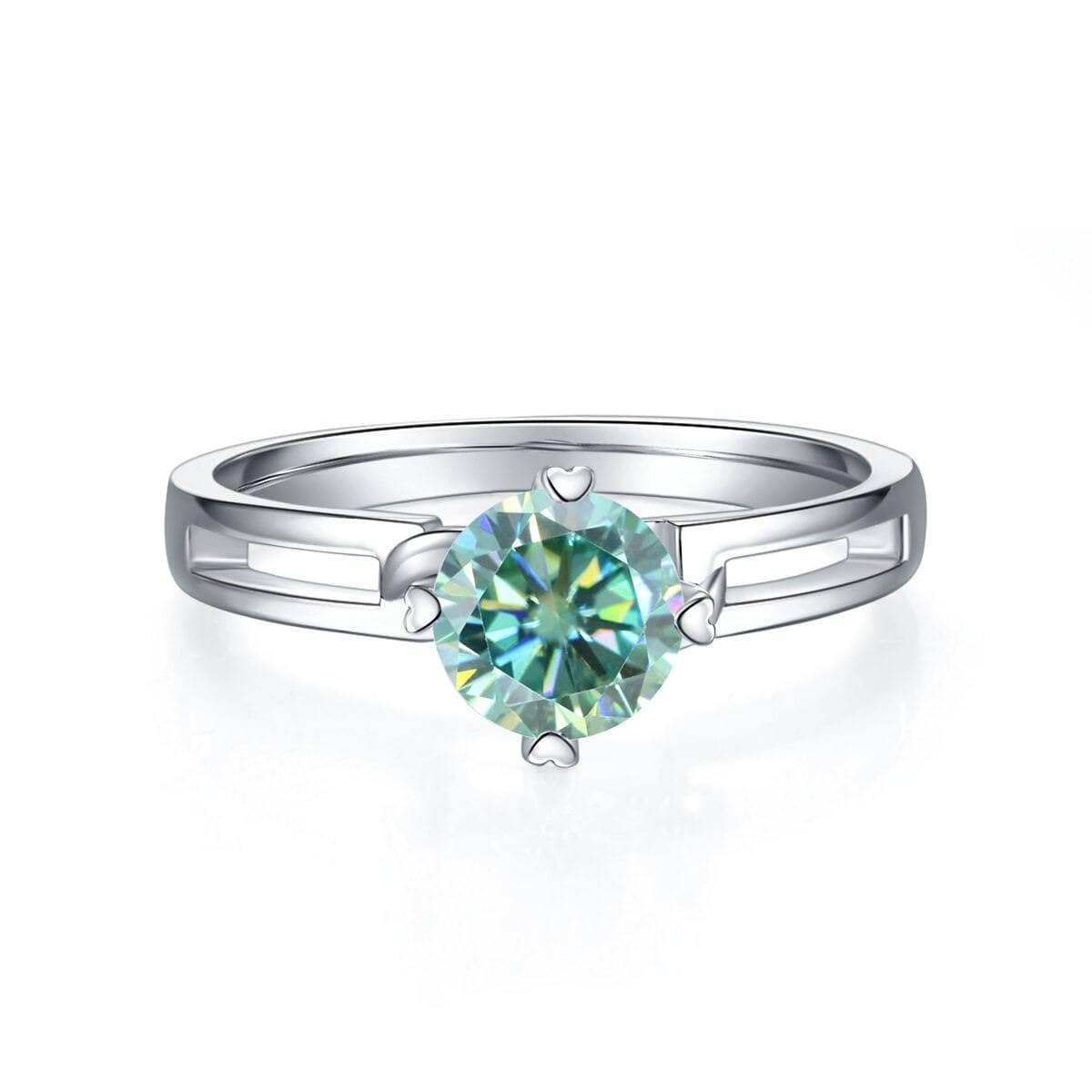 1.0 ct 6.5mm Round Green Moissanite Engagement Ring-Black Diamonds New York