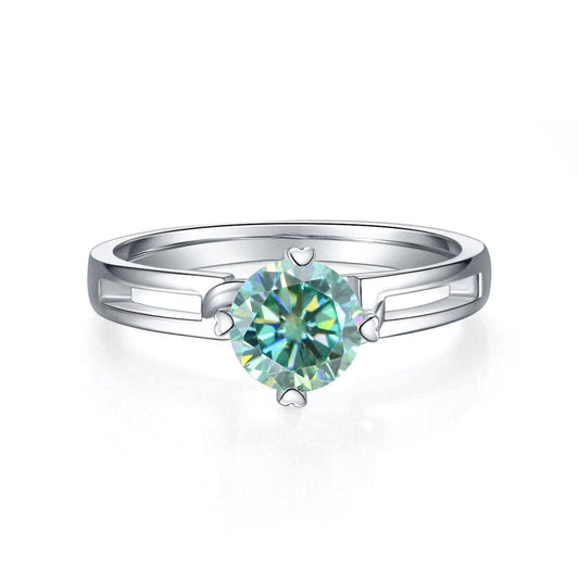 1.0 ct 6.5mm Round Green Diamond Engagement Ring-Black Diamonds New York