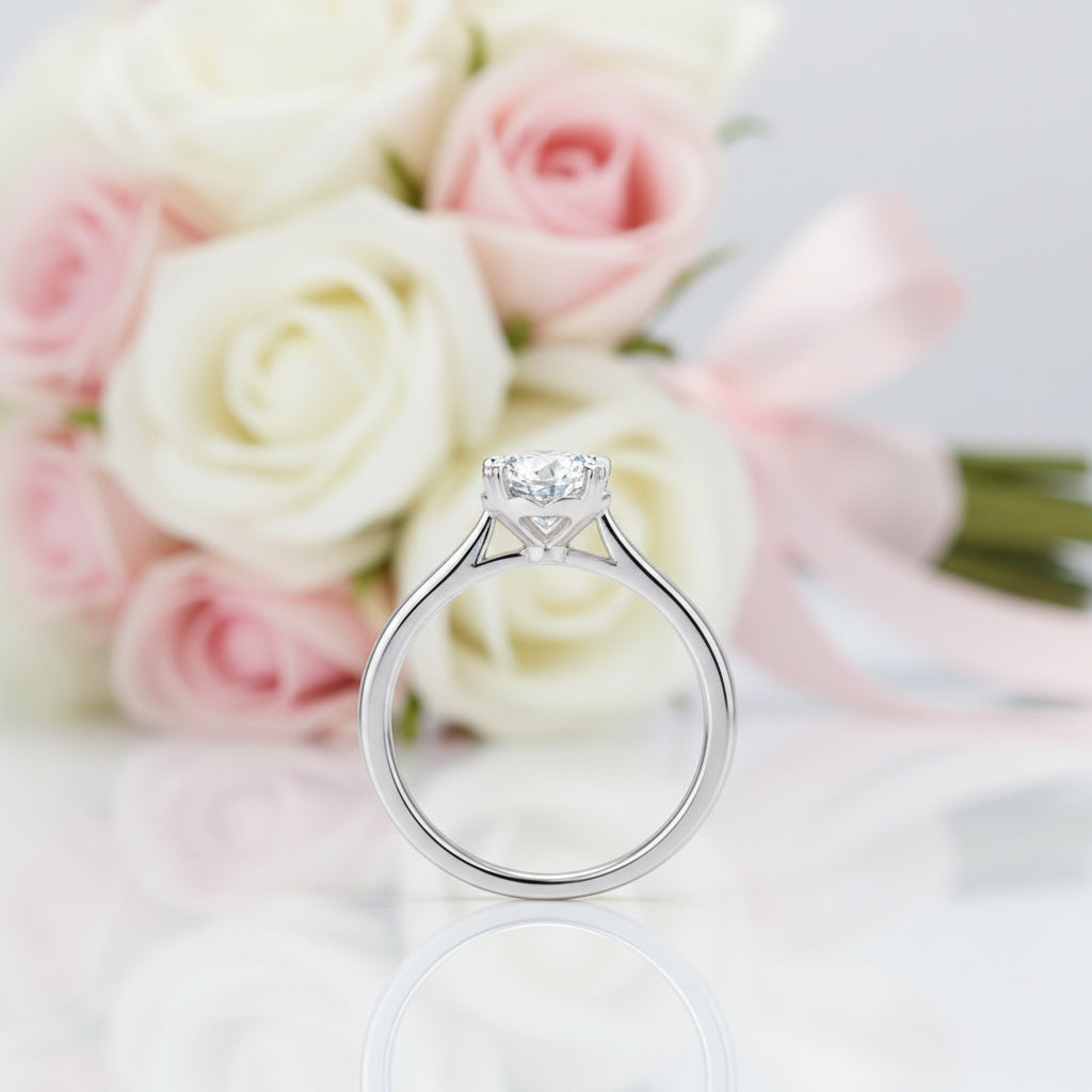 1.0 ct 6.5mm Round Diamond Option Solitaire Engagement Ring-Black Diamonds New York
