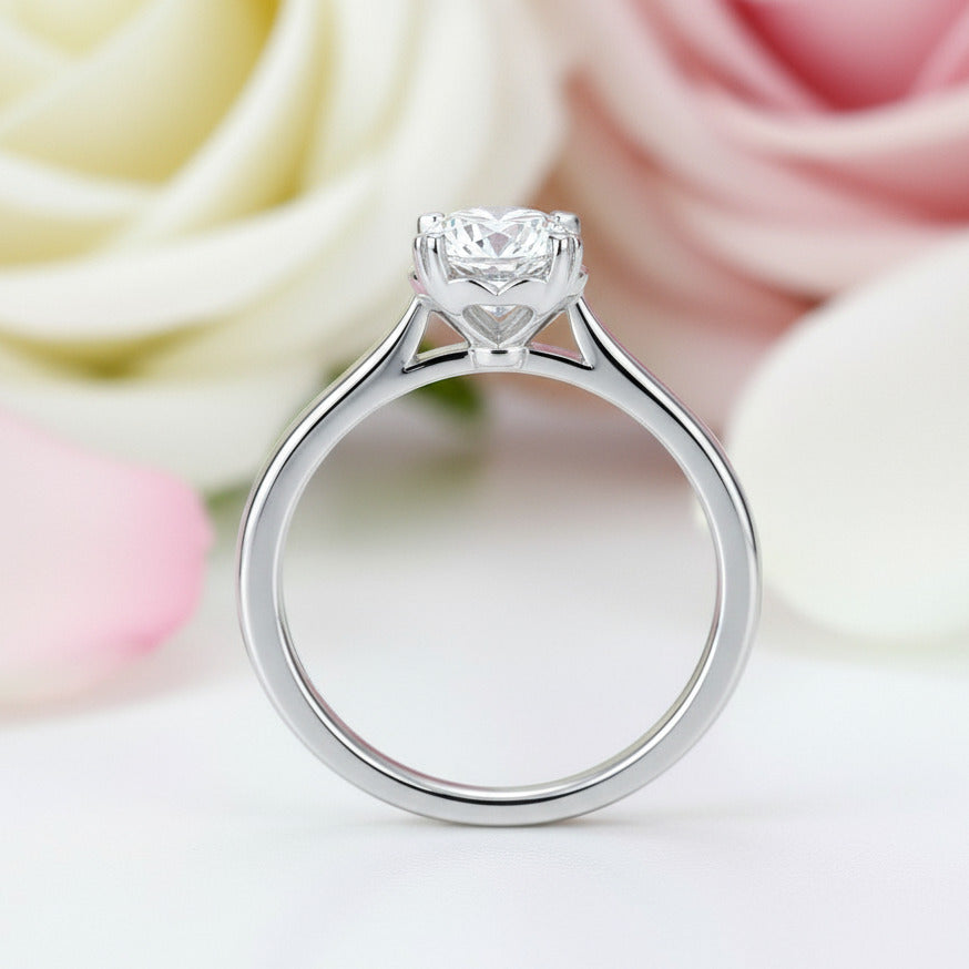 1.0 ct 6.5mm Round Diamond Solitaire Engagement Ring-Black Diamonds New York