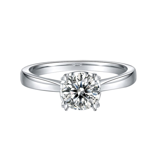 1.0 ct 6.5mm Round Moissanite Solitaire Engagement Ring - Black Diamonds New York