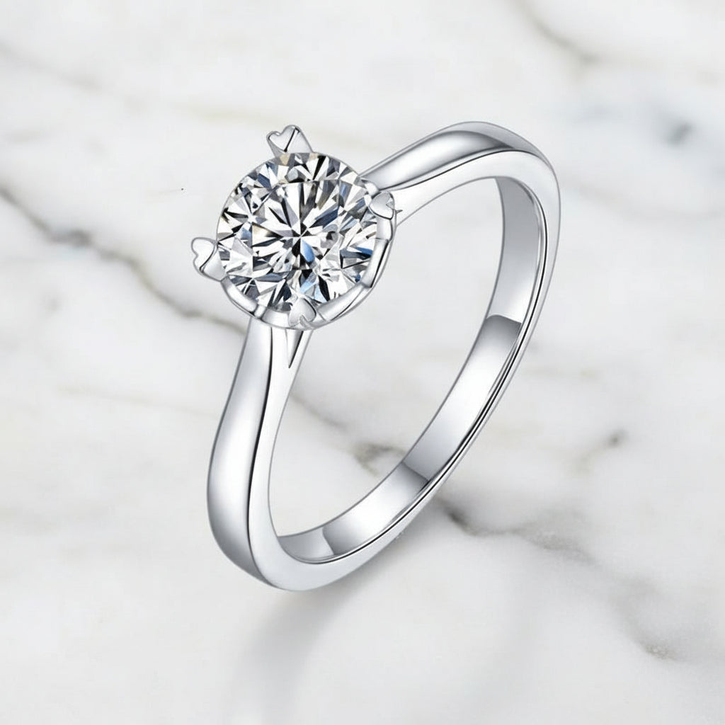 1.0 ct 6.5mm Round Diamond Option Solitaire Engagement Ring-Black Diamonds New York
