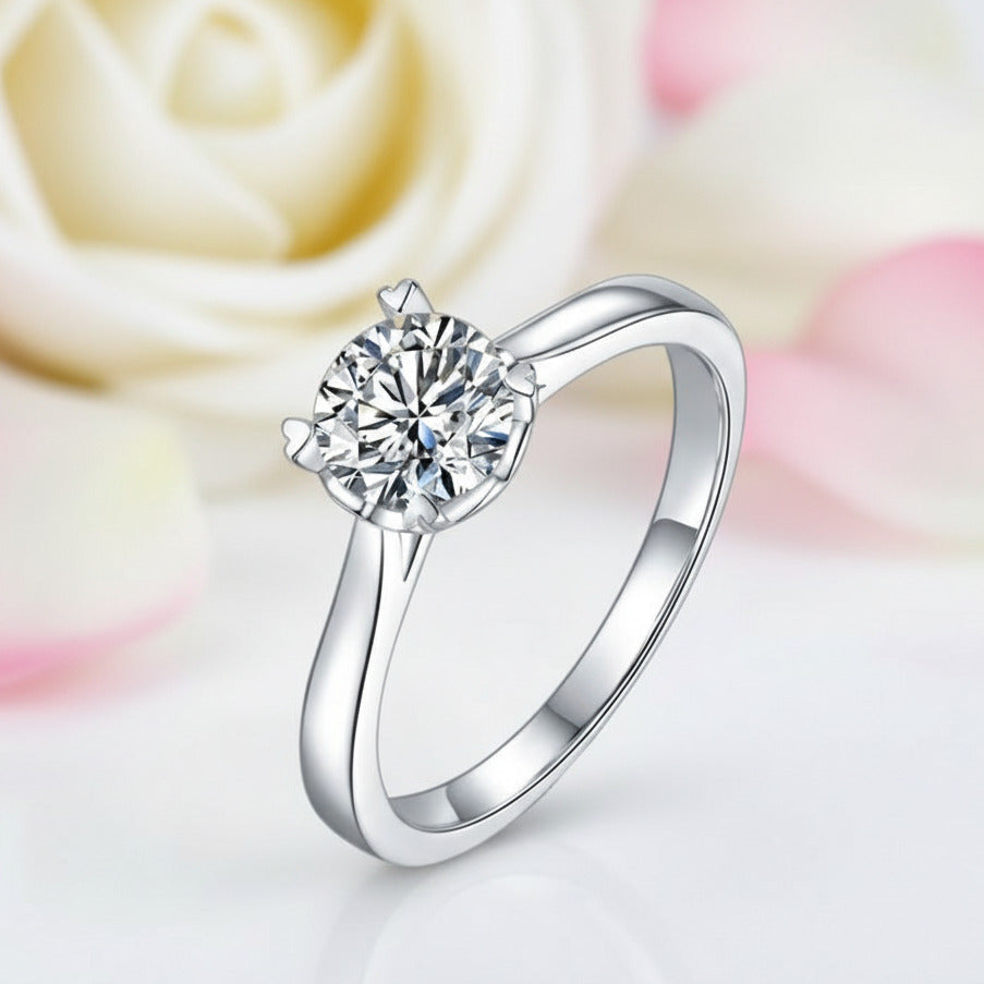 1.0 ct 6.5mm Round Diamond Solitaire Engagement Ring-Black Diamonds New York