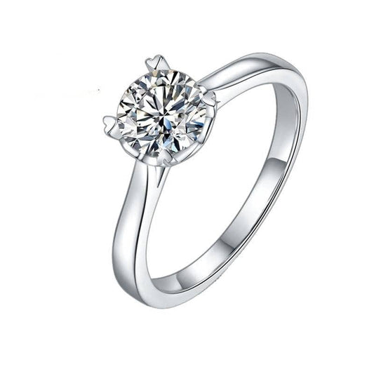 1.0 ct 6.5mm Round Moissanite Solitaire Engagement Ring-Black Diamonds New York