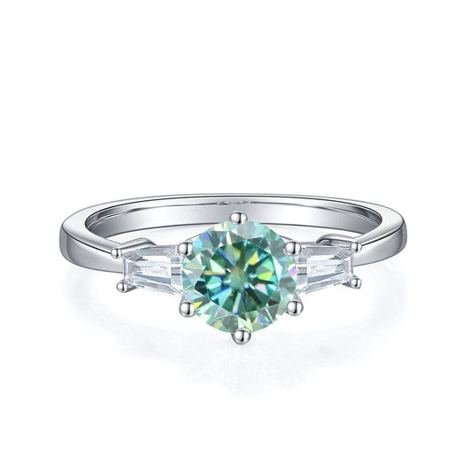 1.0 ct Baguette Round Moissanite Engagement Ring-Black Diamonds New York