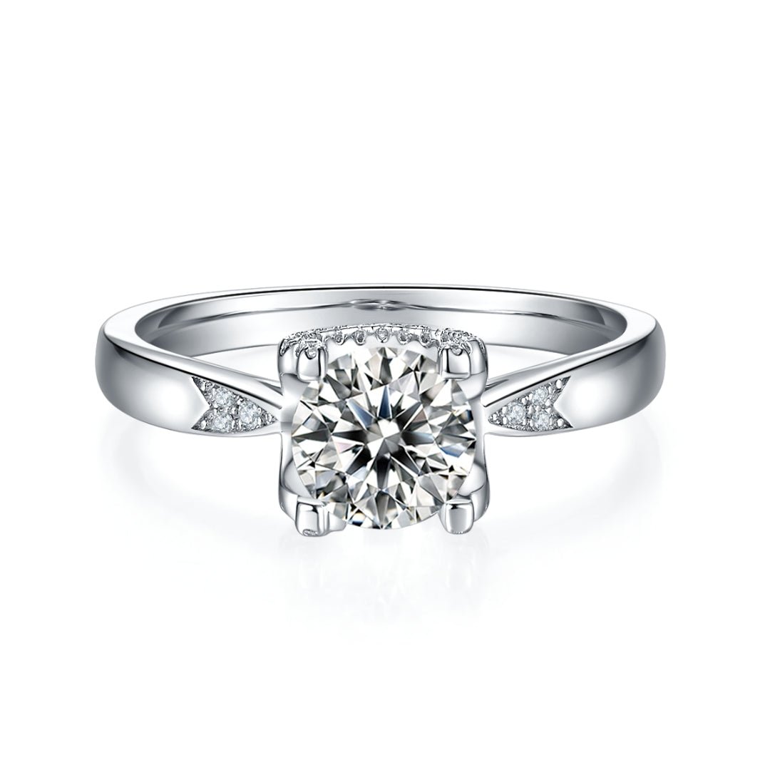 1.0 ct Moissanite Diamond Ring within Elegant Prongs - Black Diamonds New York