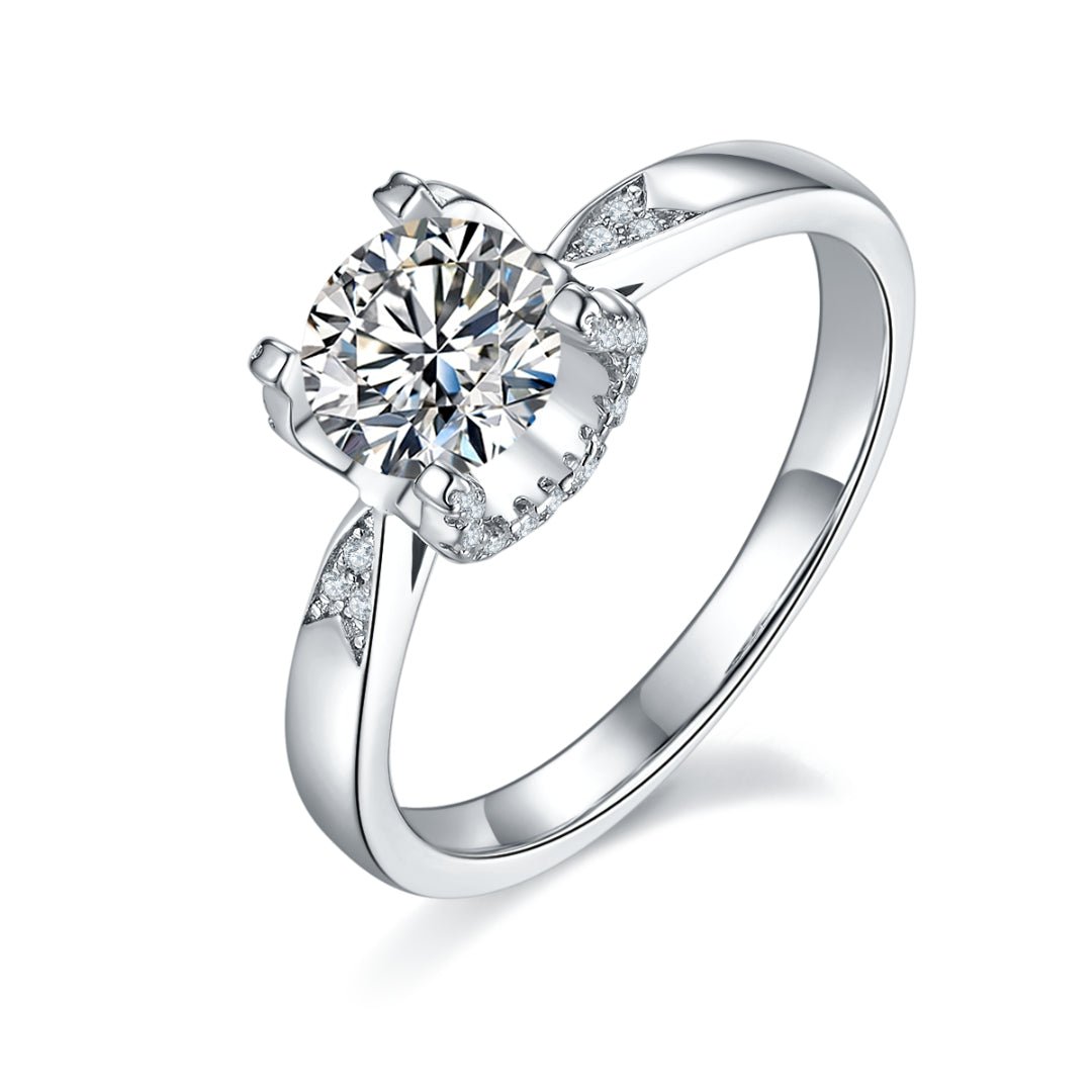 1.0 ct Moissanite Diamond Ring within Elegant Prongs - Black Diamonds New York