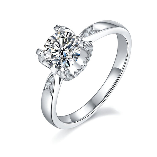 1.0 ct Moissanite Diamond Ring within Elegant Prongs-Black Diamonds New York