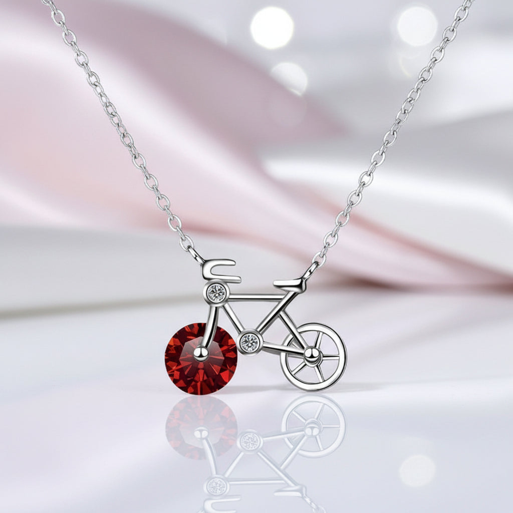 1.0 Ct Round Cut Diamond Cute Bicycle Necklace-Black Diamonds New York
