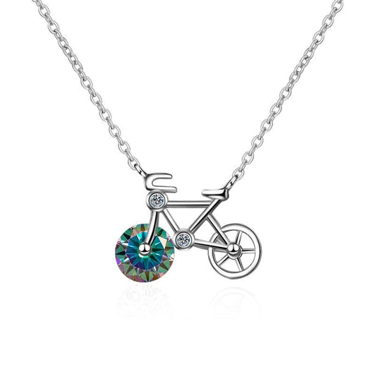 1.0 ct Round Cut Diamond Cute Bicycle Necklace-Black Diamonds New York